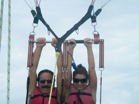 Stacy and Dad parasailing