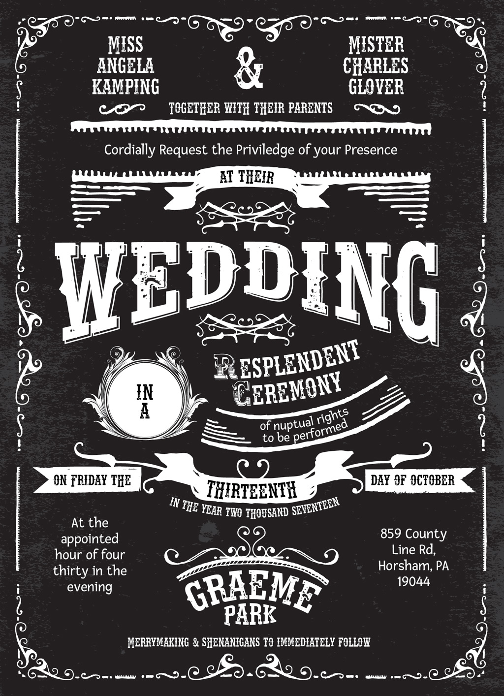 angela and charlie wedding invitation
