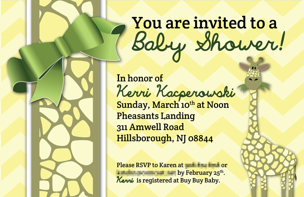 giraffe baby shower invitation