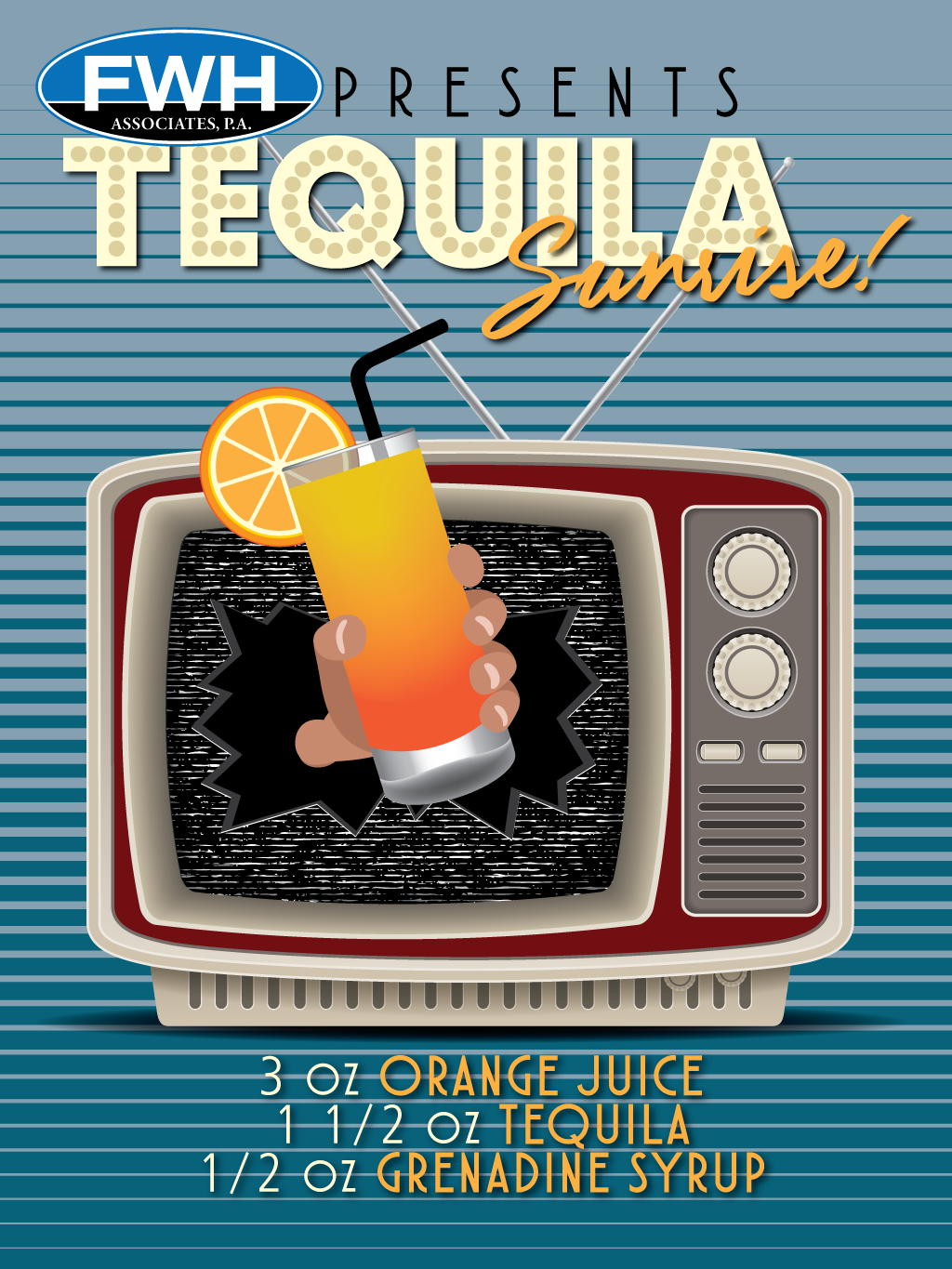tequila sunrise drink poster